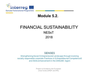 Module 5.2.
FINANCIAL SUSTAINABILITY
NESsT
2018
Project co-funded by the European
Union funds (ERDF and IPA)
 