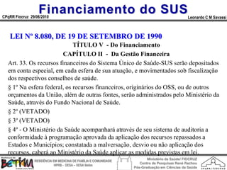 PDF) Financiamento do sistema único de saúde e a gestão