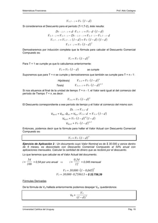 Matemáticas Financieras Prof. Aldo Castagna
Universidad Católica del Uruguay Pág. 19
( )V V dA T N, − ⋅= −1 1
Si considera...