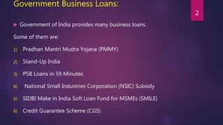 Government schemes for funding business-India