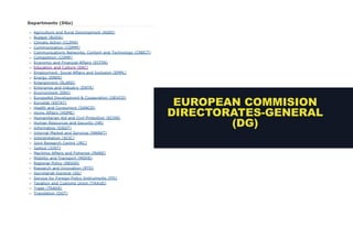 EUROPEAN COMMISION 
DIRECTORATES-GENERAL 
(DG) 
 
