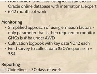 Financing low emissions agriculture: Building the business case for alternate wetting and drying in irrigated rice