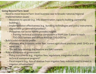 Financing low emissions agriculture: Building the business case for alternate wetting and drying in irrigated rice