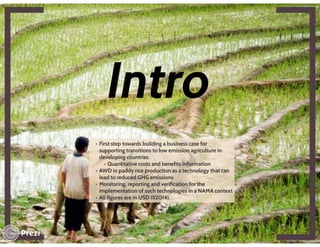 Financing low emissions agriculture: Building the business case for alternate wetting and drying in irrigated rice