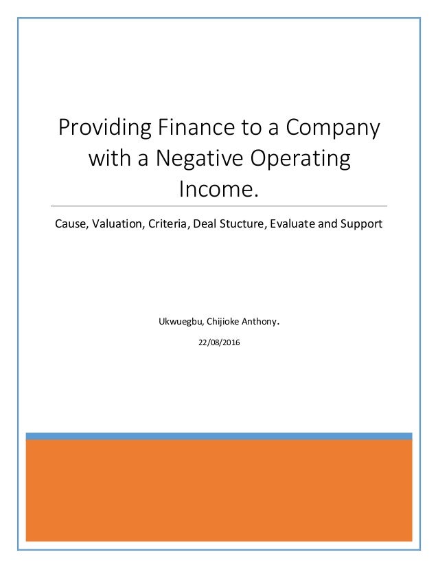 Financing A Company With Negative Operating Income
