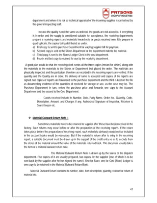 Material Outward Note Finanl report purchase procedure mba finance | PDF