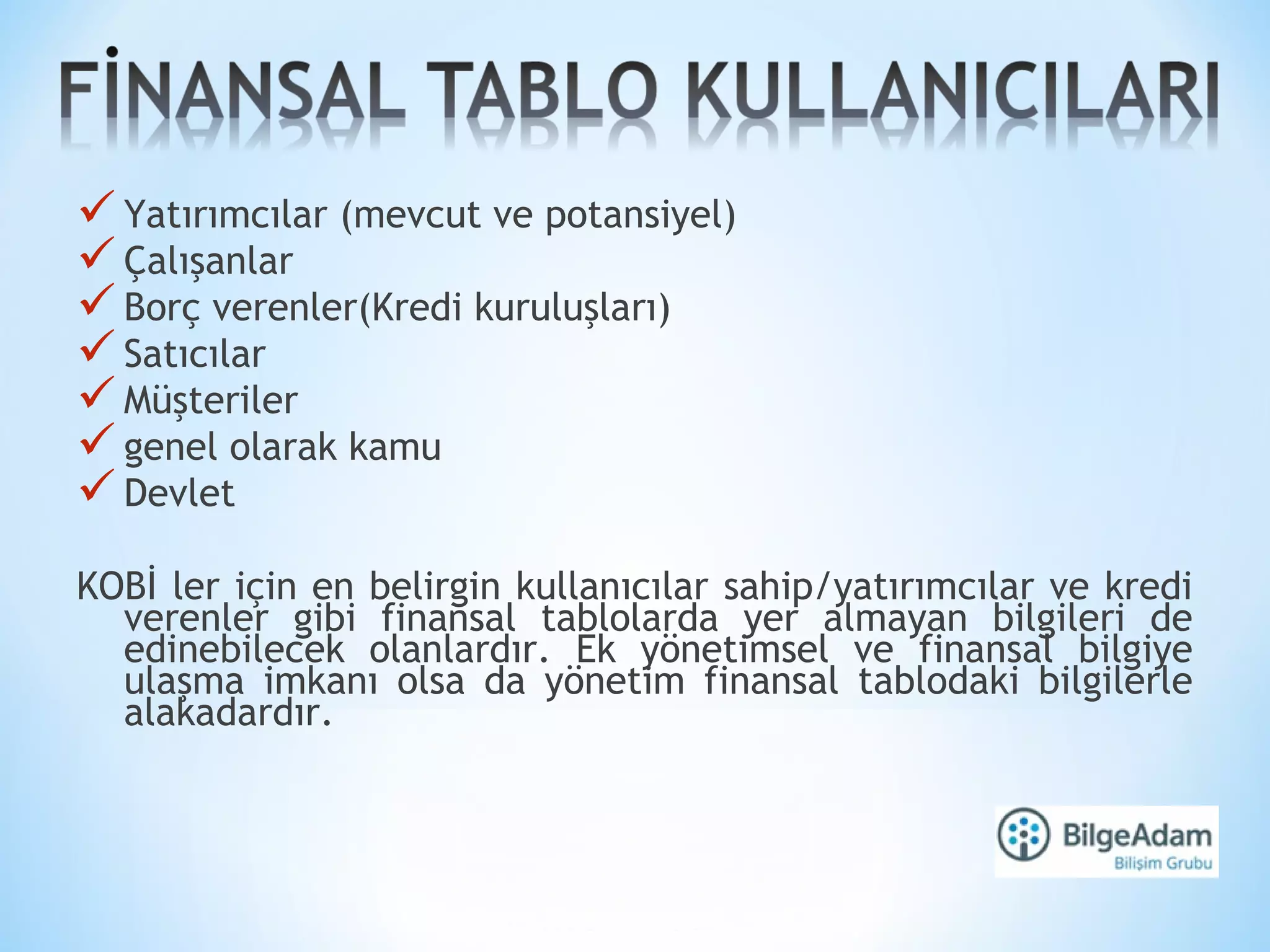 Finansal Tablolar Ve Mali Analiz Teknikleri Ppt
