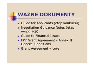 Finansowanie w 7PR UE