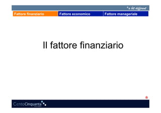 Fattore finanziario   Fattore economico   Fattore manageriale




                  Il fattore finanziario
 