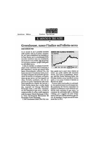 Finanza Mercati - April 2008 - UBS Greenhouse Index - ilija murisic 