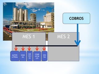 MES 2MES 1
MATERI
A PRIMA
NOMI
NA
SER
VICI
OS
COMB
USTIB
LES
VEN
TAS
COBROS
 
