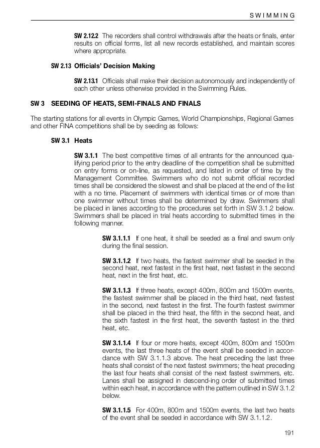 Swimming Rules (FINA)