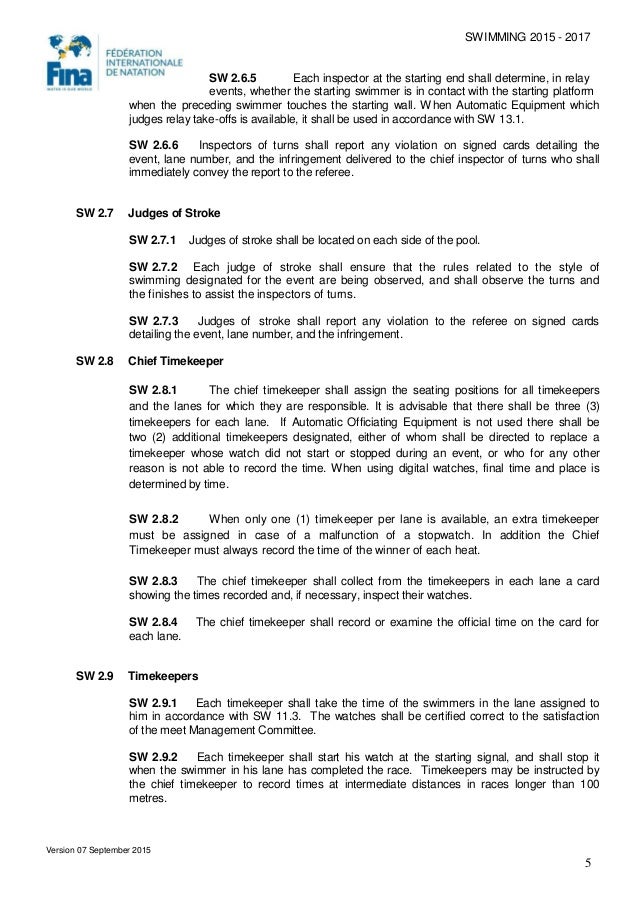 FINA Swimming Rules