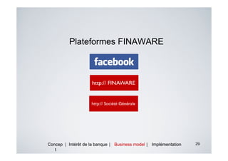 Plateformes FINAWARE




Concep | Intérêt de la banque | Business model | Implémentation   29
   t
 