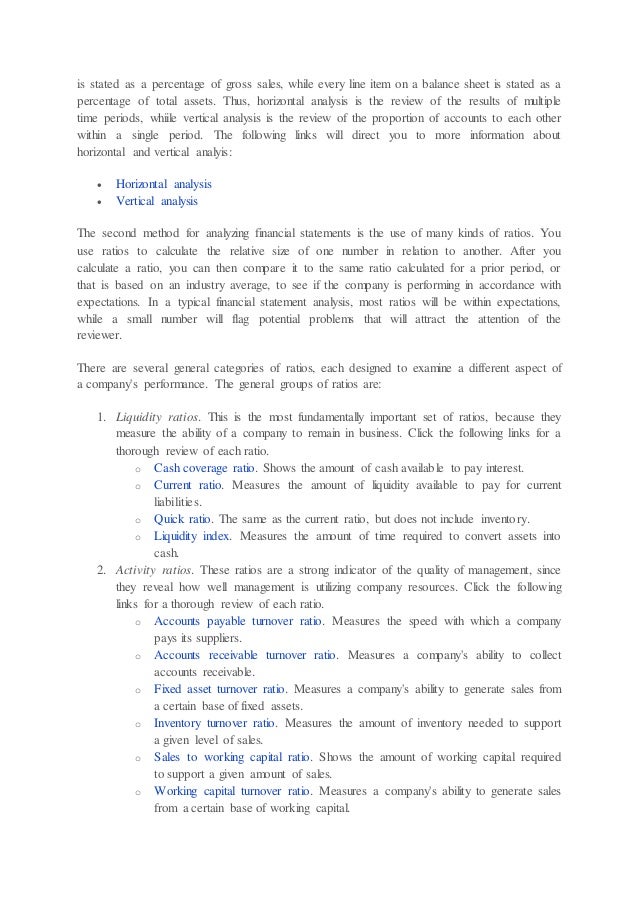 Financial Statement Analysis Notes Financial statement analysis notes