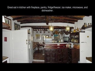 Great eat in kitchen with fireplace, pantry, fridge/freezer, ice maker, microwave, and dishwasher. 