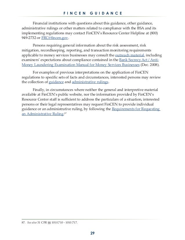 Fincen Guidance On Convertible Virtual Currencies