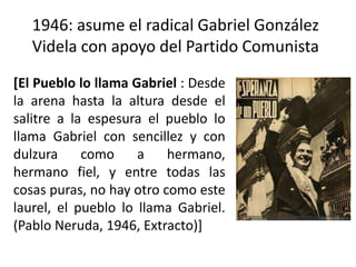 1946: asume el radical Gabriel González
   Videla con apoyo del Partido Comunista

[El Pueblo lo llama Gabriel : Desde
la ...