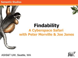 Findability A Cyberspace Safari  with Peter Morville & Joe Janes ASIS&T UW, Seattle, WA 
