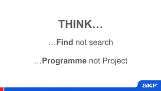 THINK…
…Find not search
…Programme not Project
 