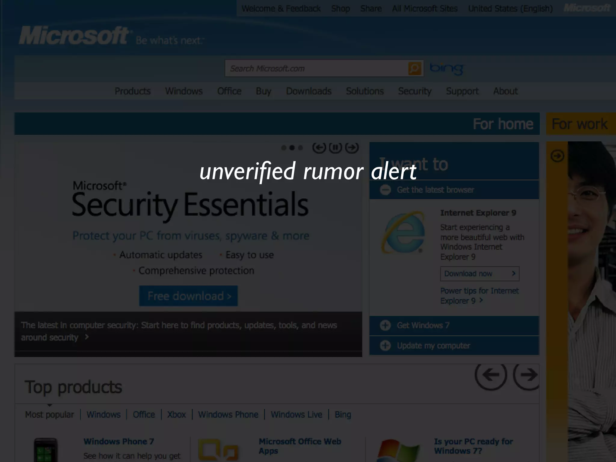 unveriﬁed rumor alert
 