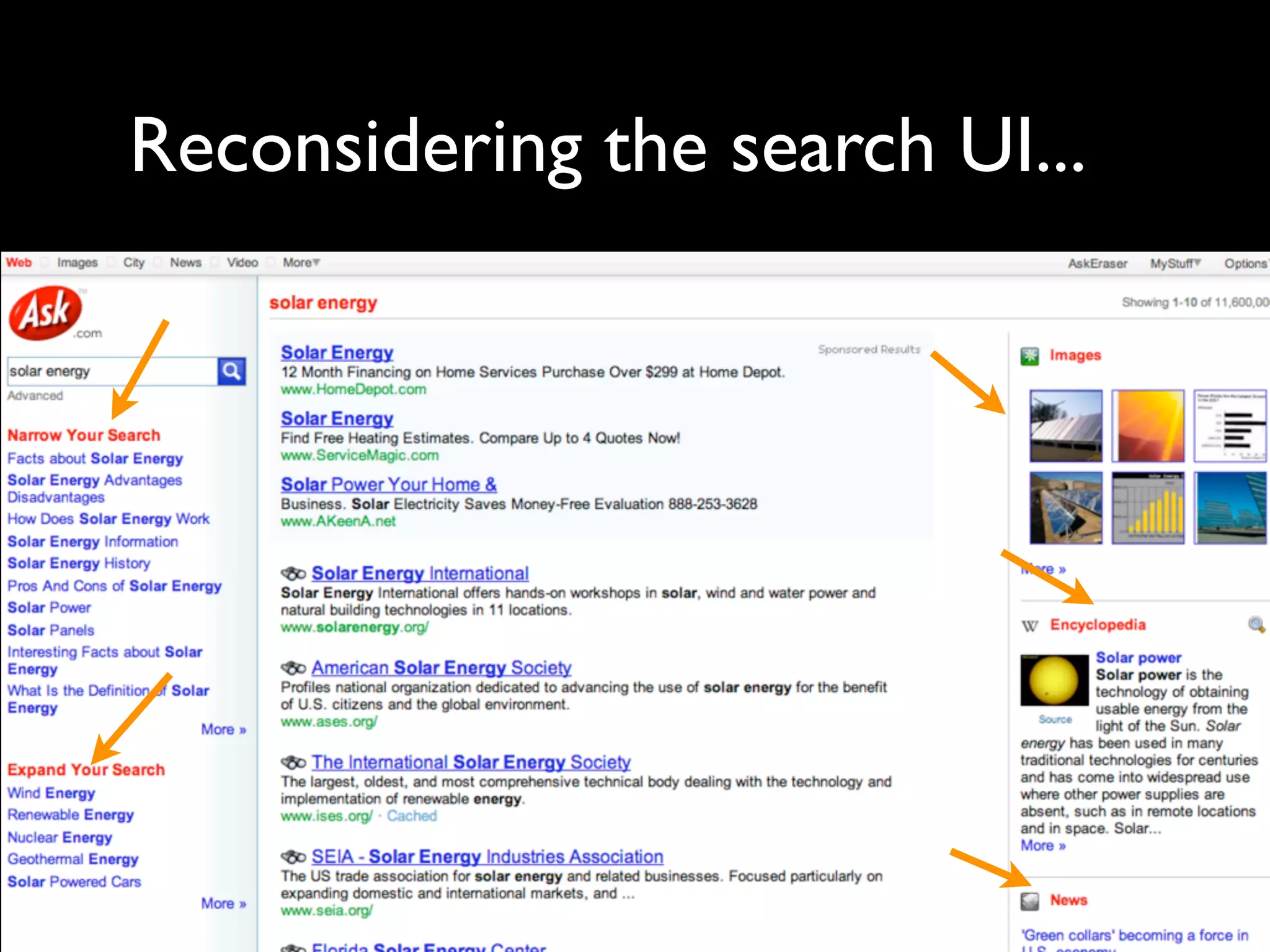 Reconsidering the search UI...
 