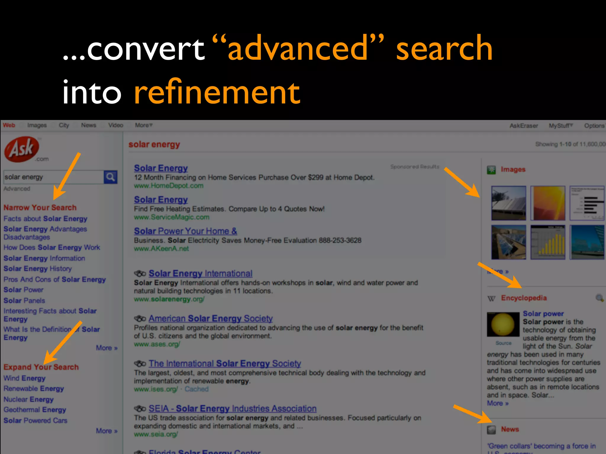 ...convert “advanced” search
into reﬁnement
 