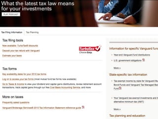 Vanguard’s Tax Center is a
simple, low-tech, editorial
 