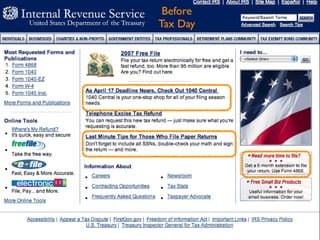 Before
              Tax Day
IRS before Tax Day
 