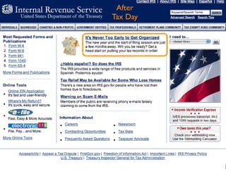 After
               Tax Day
IRS after Tax Day
 