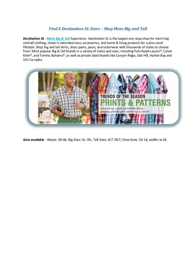 Find A Destination XL Store Shop Mens Big and Tall