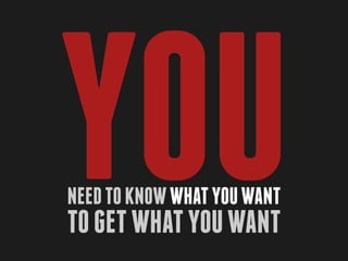 YOU
Need to know what you want
to get what you want
 