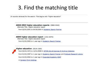 3. Find the matching title
 