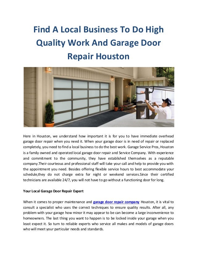 Find A Local Business To Do High Quality Work And Garage Door Repair