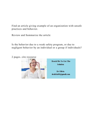 Find an article giving example of an organization with unsafe | DOCX