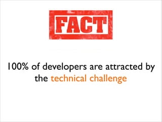 100% of developers are attracted by
the technical challenge

 