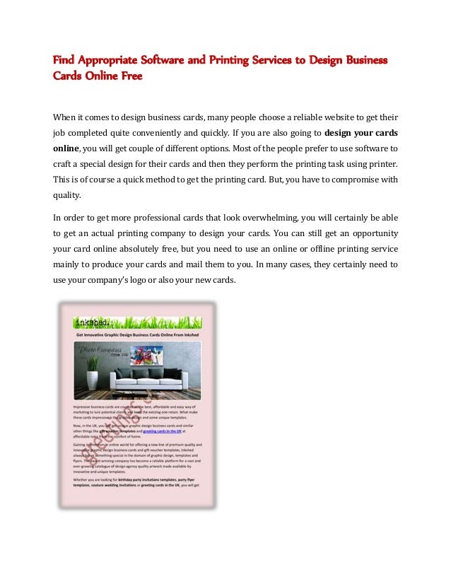 Find Appropriate Software And Printing Services To Design Business Ca