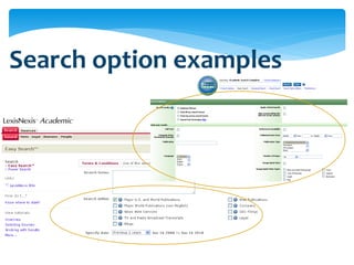 Search option examples
 