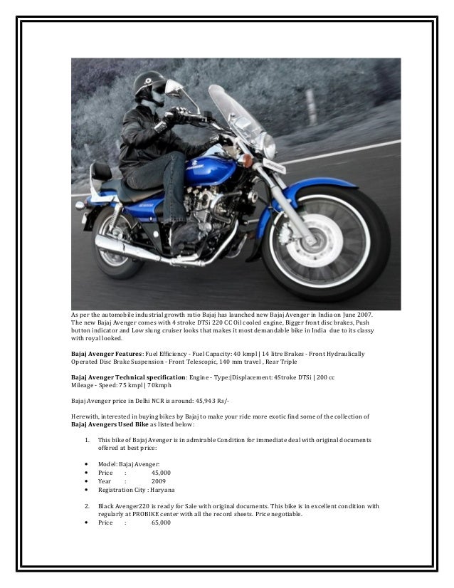 Find bajaj avenger used bikes in delhi for sale