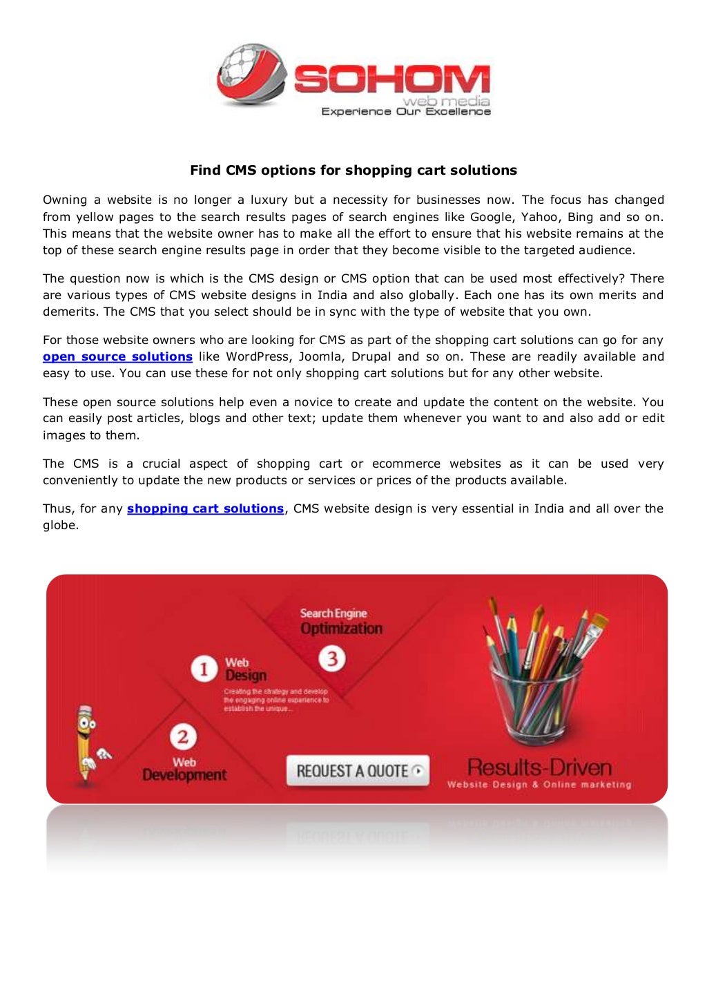 Find CMS options for shopping cart solutions