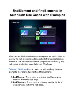findElement and findElements in Selenium_ Use Cases with Examples.pdf