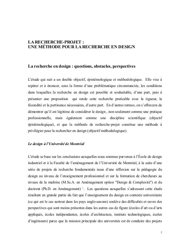 LA RECHERCHEPROJET  UNE MÉTHODE POUR LA RECHERCHE EN DESIGN