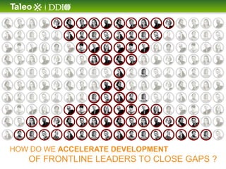 HOW DO WE ACCELERATE DEVELOPMENT
   OF FRONTLINE LEADERS TO CLOSE GAPS ?
 