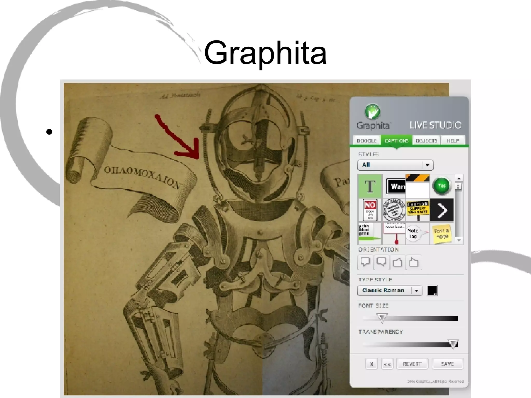 Graphita Caption edit view (add text)  