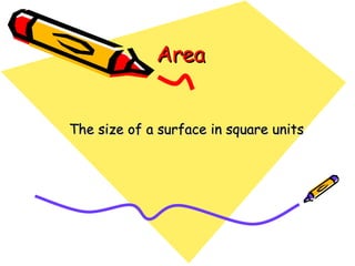 Area The size of a surface in square units 