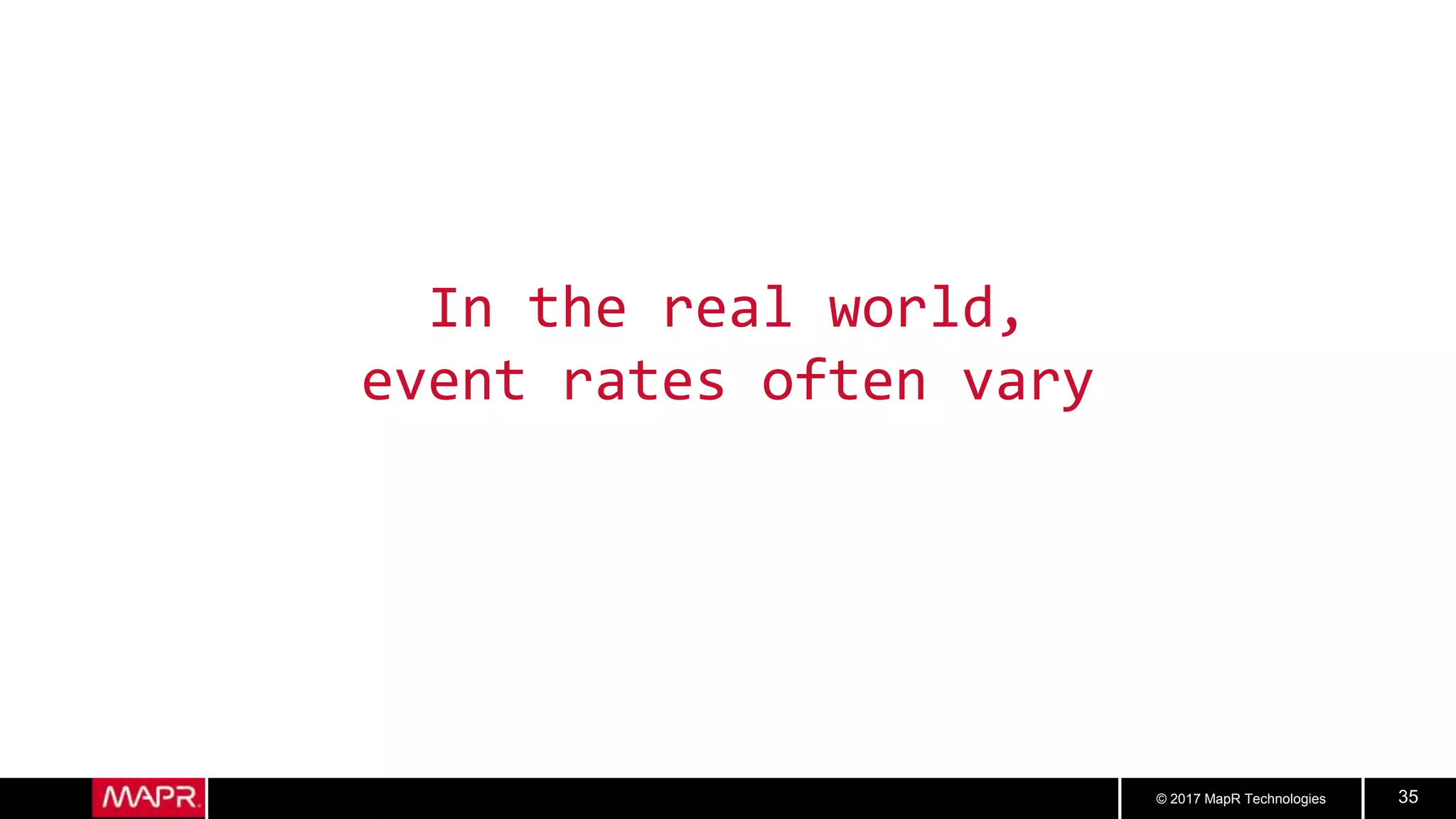 © 2017 MapR Technologies 35
In the real world,
event rates often vary
 