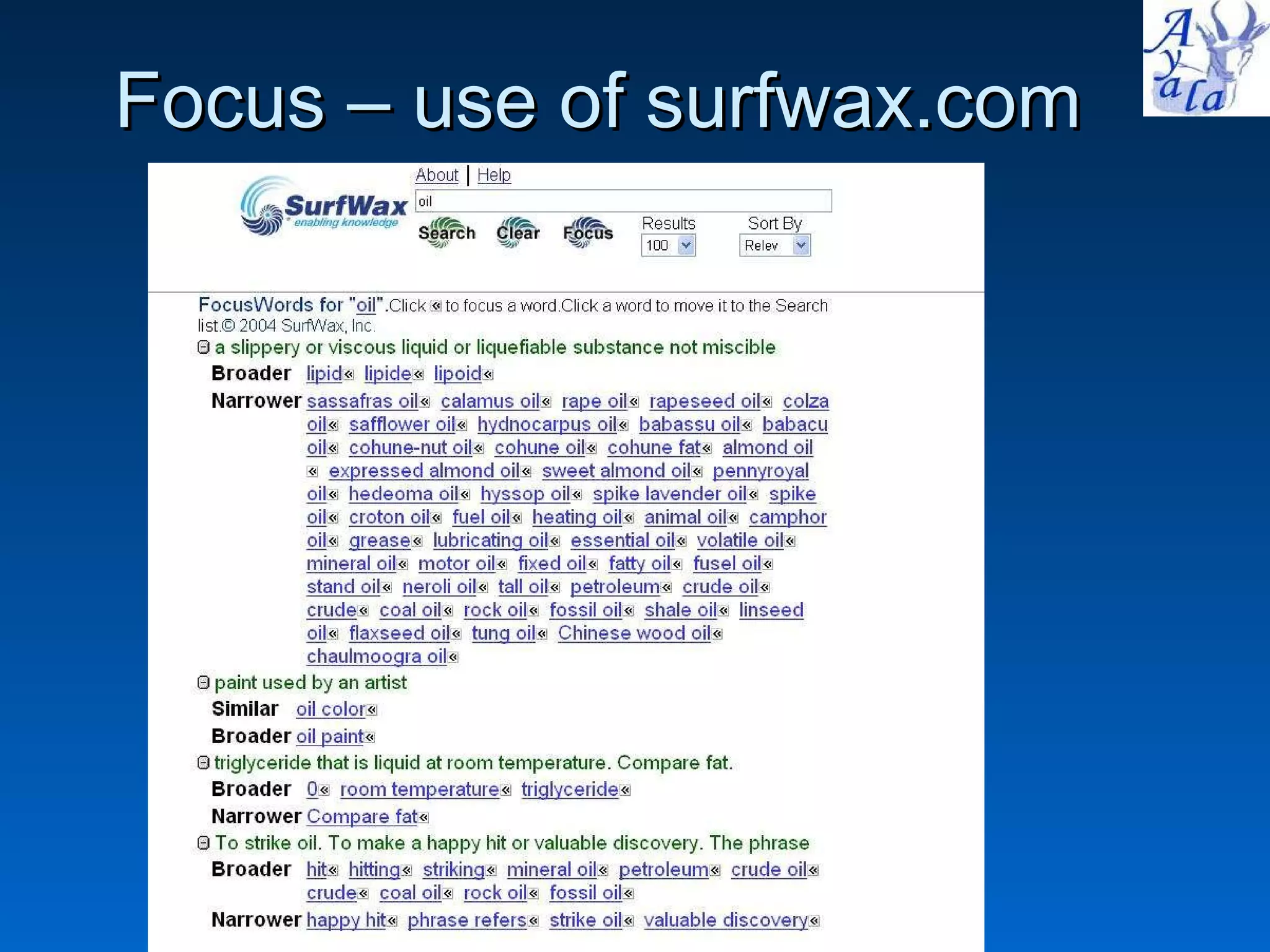 Focus – use of surfwax.com 