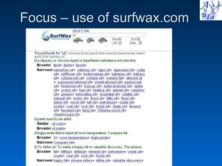 Focus – use of surfwax.com 