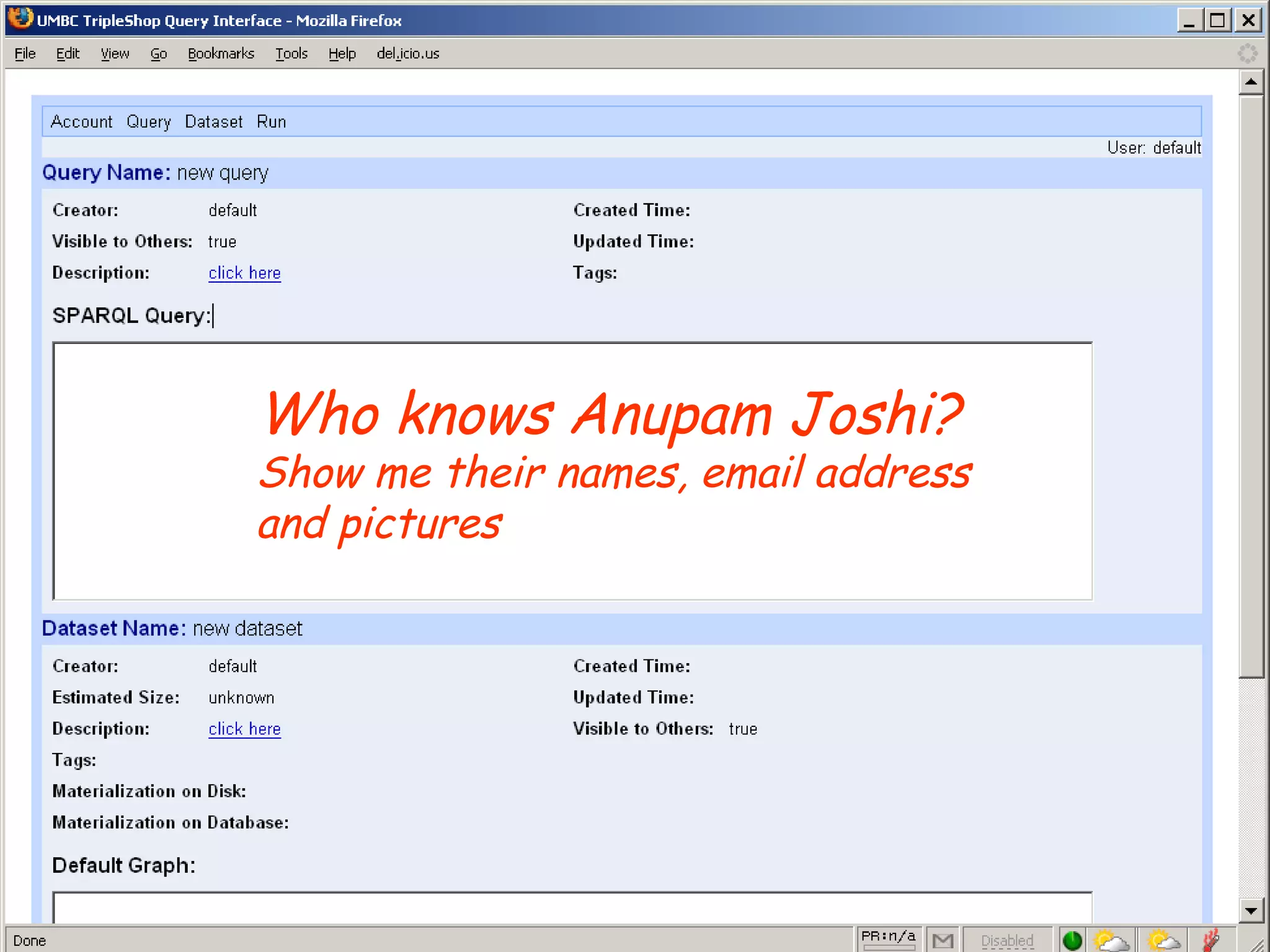 Who knows Anupam Joshi? Show me their names, email address and pictures 