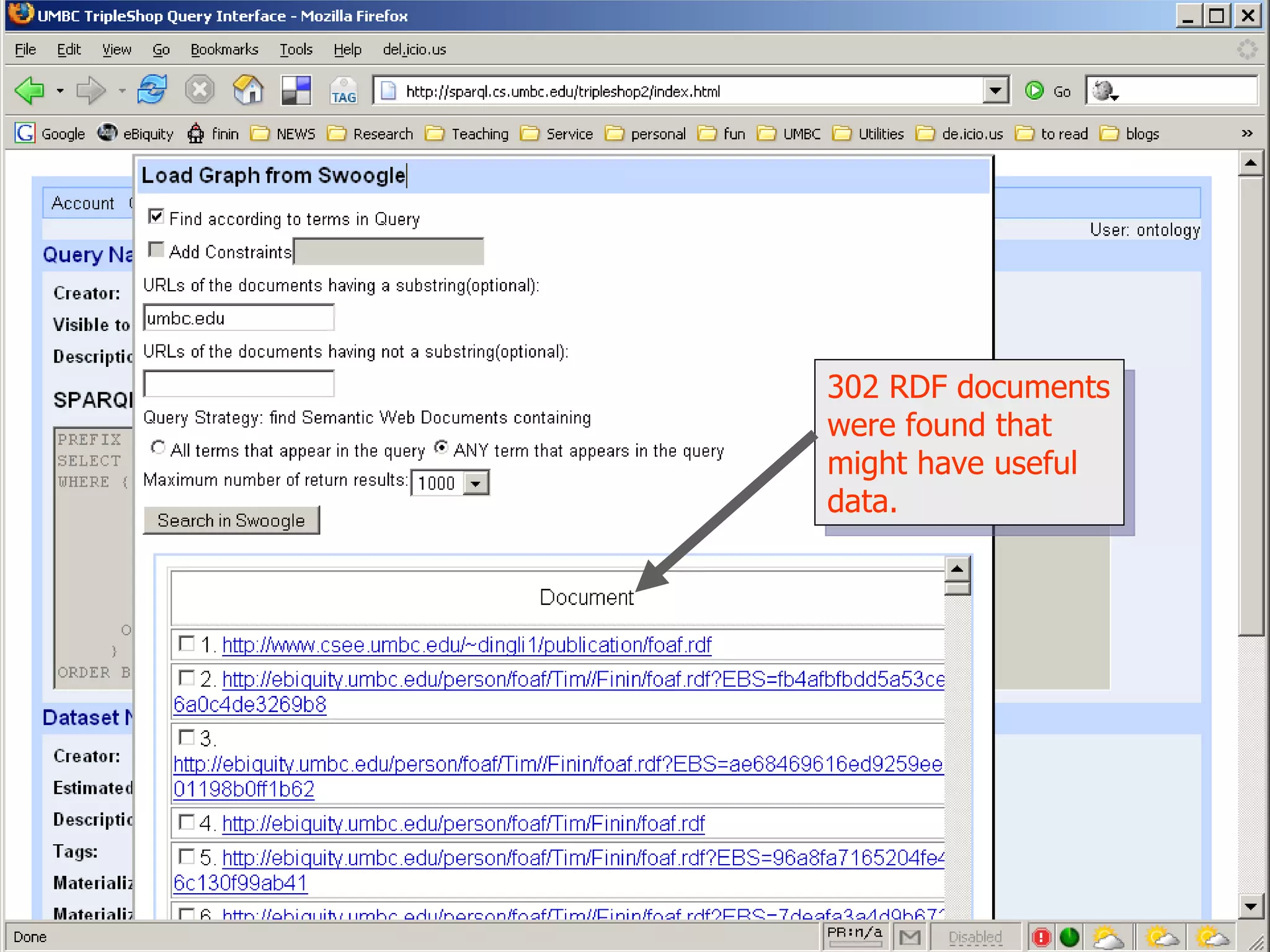 302 RDF documents were found that might have useful data. 